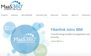 Fiberlink社 MaaS360のWebサイトトップイメージ